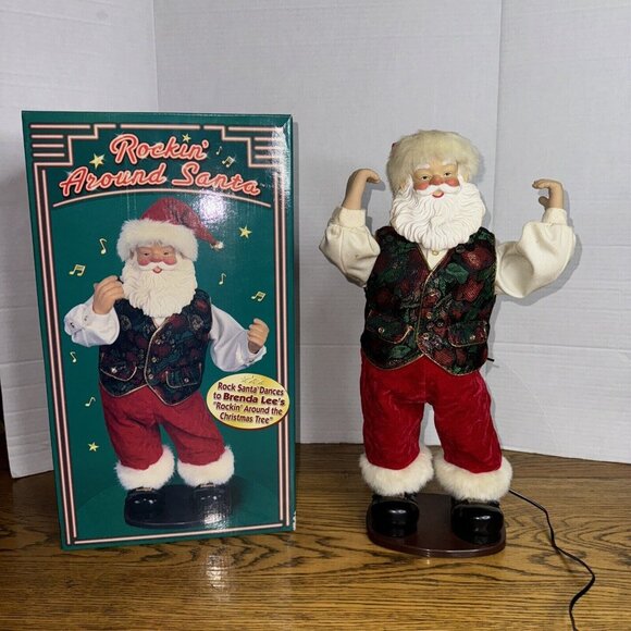 Rockin Around the Christmas Tree Dancing Santa 16" 1999 Works Good - Picture 5 of 16